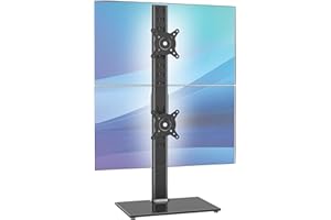 AX WABER Dual Monitor Stand Vertical Stack Screen Free-Standing Desk Mount Arm Riser Fits Two 13 to 34 Inch Computer Monitors