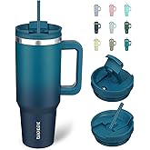BJPKPK 40 oz Tumbler With Handle Insulated Tumblers With Lid And Straw Stainless Steel Thermal Cup,Indigo Black