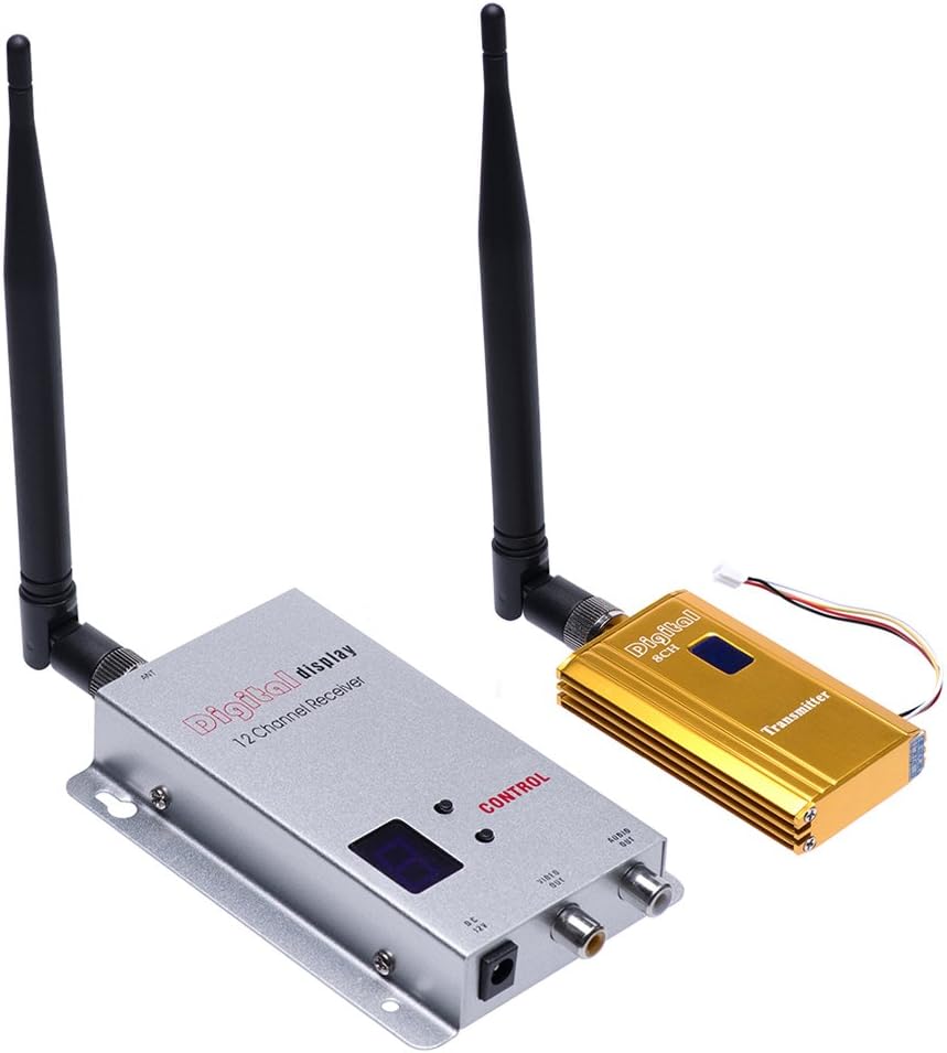 Hikity Updated 1.2G 1.5W High Power Wireless Audio Video AV 8CH Transmitter 12CH Receiver Sender Kit (DC 12V) Support CVBS CCTV Camera DVR FPV(Not Support AHD Camera) : Camera & Photo