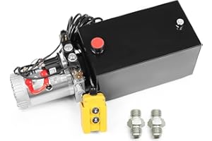Nakkaa 12V DC Hydraulic Power Device 10 Quart Double Acting Hydraulic Dump Trailer Pump for Lifting and Lowering Dump Trailer Trucks