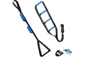 HOMYMUSY Bed Ladder Assist,Pull up Helper and Sit up Helper 4 Handle Grips,42 Inch Leg Lifter,Leg Lifter After Hip Replacement with Large Foot Loop