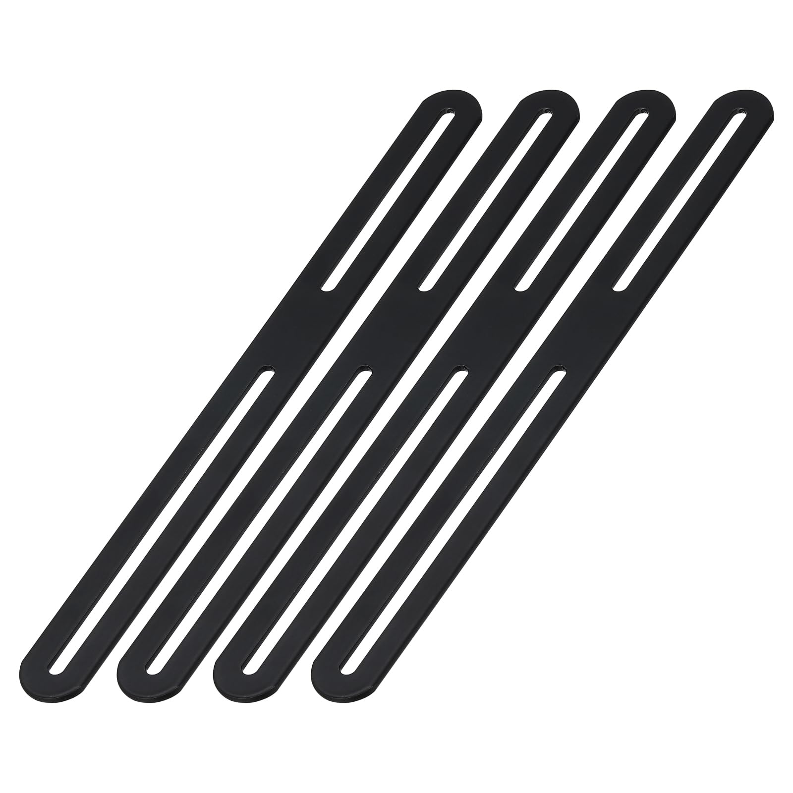 PATIKIL 11 1/50" Adjustable Flat Mending Plate with Slot, 4 Pcs Slidable Slotted Flat Straight Mending Plate Support Brace Brackets for Wood Furniture, Black