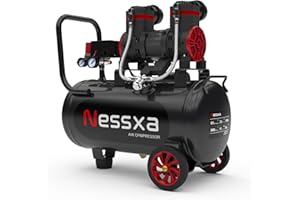 NESSXA 10 Gallon Ultra Quiet Air Compressor, 2HP 3.45 CFM@ 115PSI Oil-Free Air Compressor Tank, 110V/60hz, 70dB Air Compressor for Car Repair, Spray Painting, Woodwork Nailing