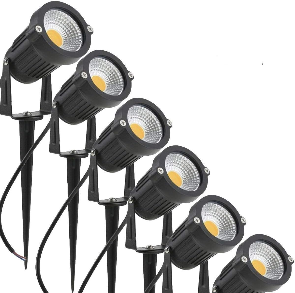 MONEIL 5W LED Landscape Lights 12V 24V Outdoor Spotlight Led Pathway Lights Low Voltage Landscape Lighting Waterproof for Driveway,Yard,Lawn,Flood,Garden,Outdoor Lighting (6 Pack, Warm White)