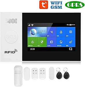 Boquite Valentine's Day Carnival 4.3in Personal Security Window/Door Alarm, Full Touch Color Screen WiFi + GSM + GPRS Wireless Anti-Theft Alarm APP Remote Control Smart Security System