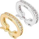 PH PandaHall 2pcs 925 Sterling Silver Enhancer Clasps, 12x9mm Jewelry Clasps Cubic Zirconia Clasps Connector Bracelet Clasp Pendant Spring Clasps for DIY Jewelry Findings Crafts Making, Golden/Silver