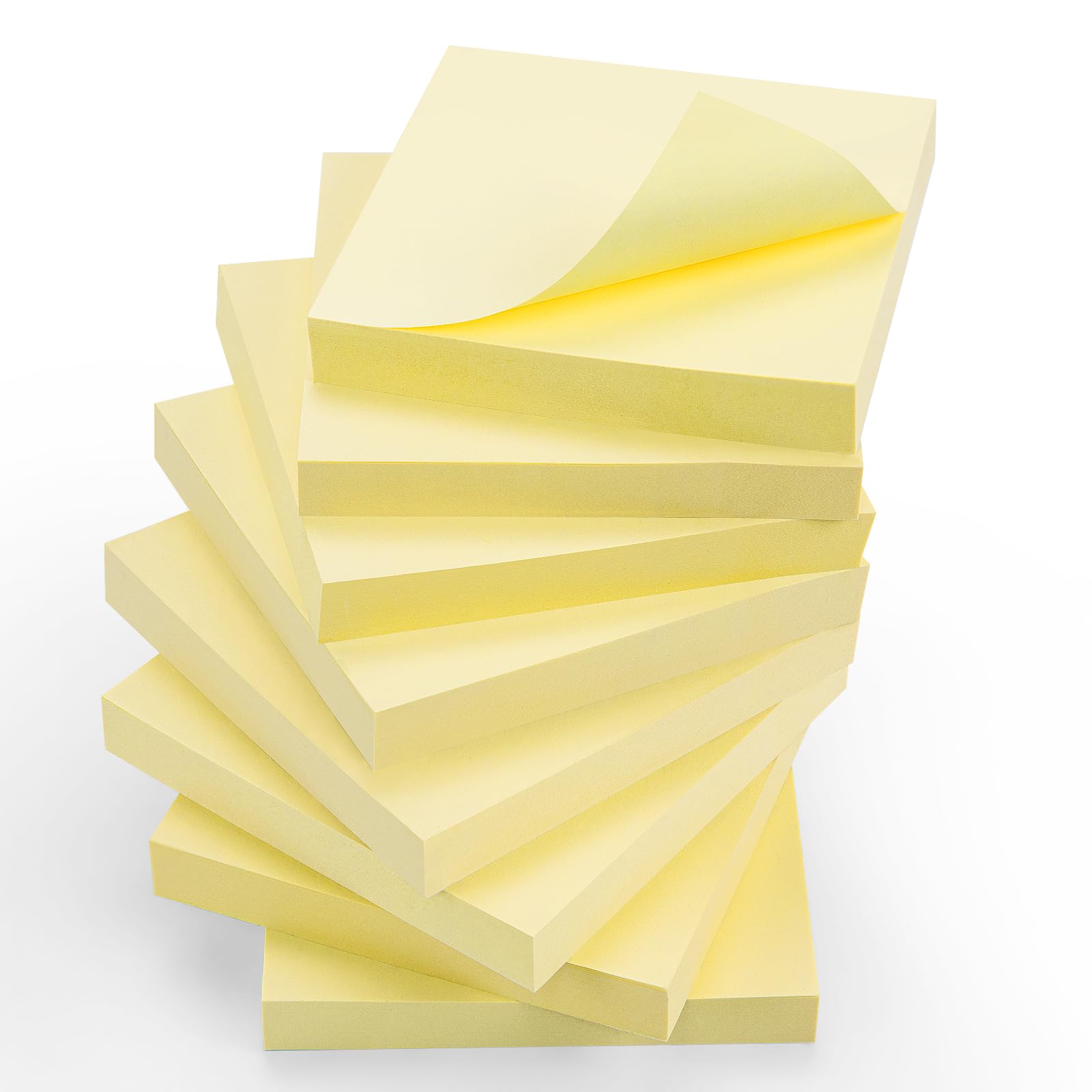 OWLKELA 800pcs Yellow Sticky Notes, 75 x 75mm, 8 Pads of 100 Sheets Self-Stick Notes, Sticky Notes Set for Marking and Highlighting Pages