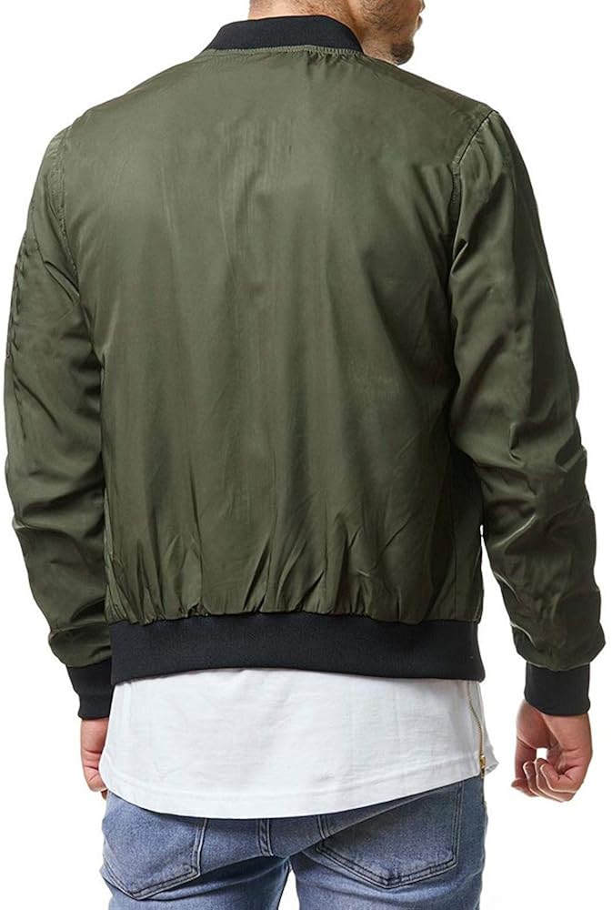 Enjoybuy Mens Lightweight Bomber Jackets Fall Winter Outerwear Full Zip Up Baseball Varsity Jacket at  Men’s Clothing store