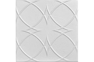 À LA MAISON CEILINGS R82 Circles and Stars Foam Glue-up Ceiling Tile (256 sq. ft./Case), Pack of 96, Plain White