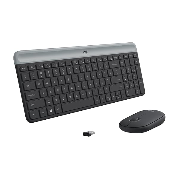 LOGITECH MK470 SLIM WIRELESS KEYBOARD AND MOUSE COMBO – MODERN COMPACT LAYOUT, ULTRA QUIET, 2.4 GHZ USB RECEIVER, PLUG N’ PLAY CONNECTIVITY, COMPATIBLE WITH WINDOWS – GRAPHITE