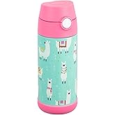 Snug Insulated Kids Water Bottle with Straw & Spout – Double-Wall Stainless Steel, Leakproof, Easy-Flip Lid – For School, Travel, Toddlers & Big Kids - Llamas, 12oz