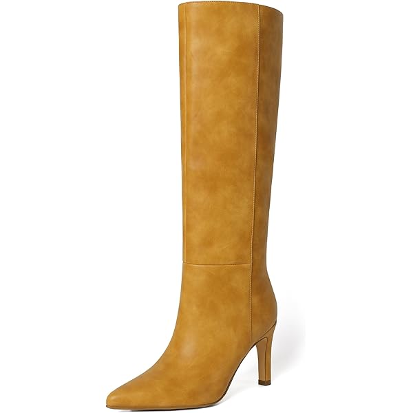 Amazon.com | Easyfox White Knee High Boots Women Pointed Toe Tall