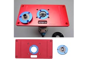 JCFANTS Aluminum Router Table Insert Plate w/ 2 Router Insert Rings, Electric Wood Milling Trimming Machine Flip Plate For Woodworking Benches Router (RED)