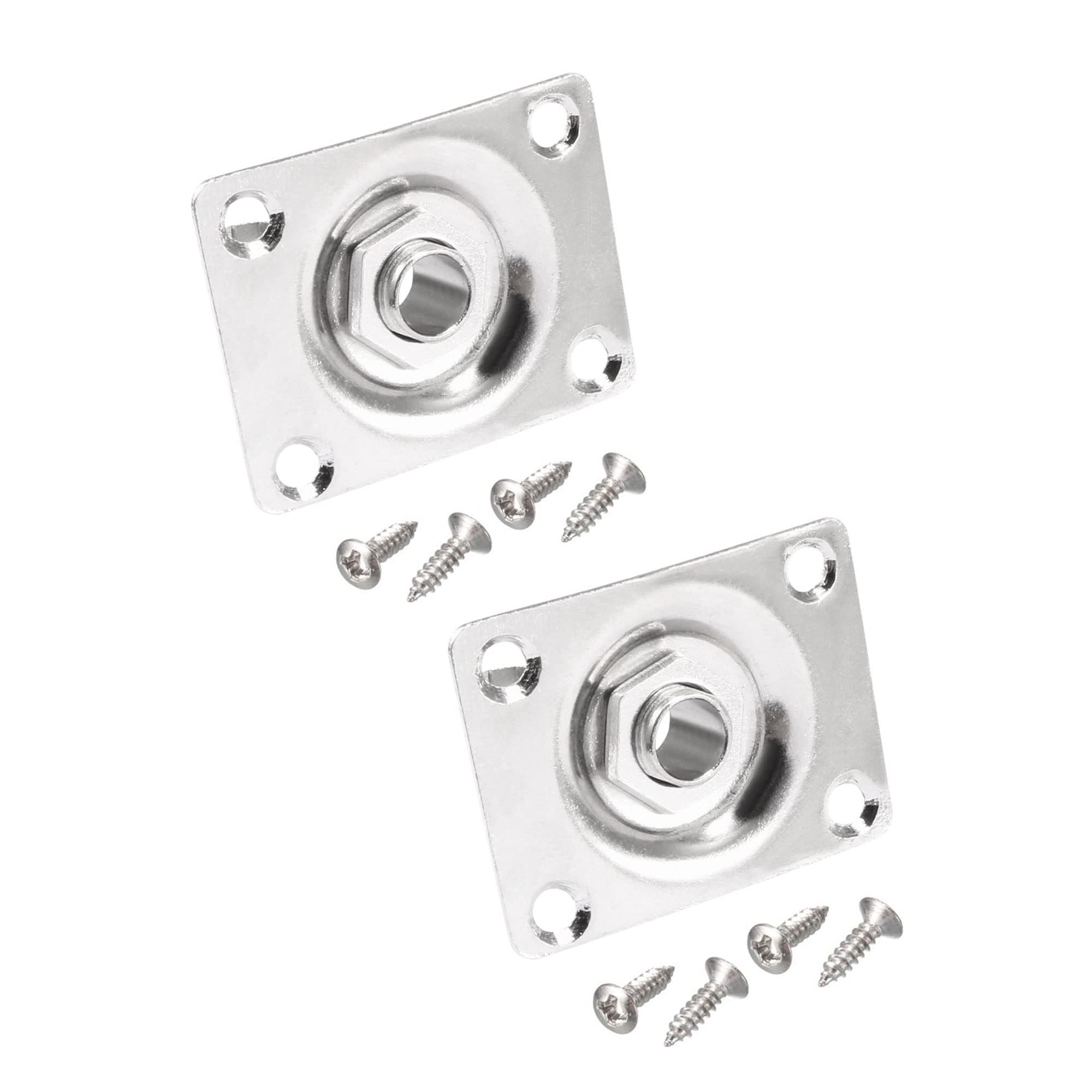 sourcing map 1/4 Inch 6.35mm Guitar Mono Output Jack Plate Input Socket for Electric Guitar, Chrome 2Pcs