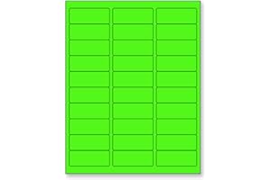 NextDayLabels - 8-1/2 x 11" Neon Color High Light Fluorescent Labels for Laser & Inkjet Printer (Green Fluorescent, 1" x 2-5/8" - 30 Per Page | 750 Labels)