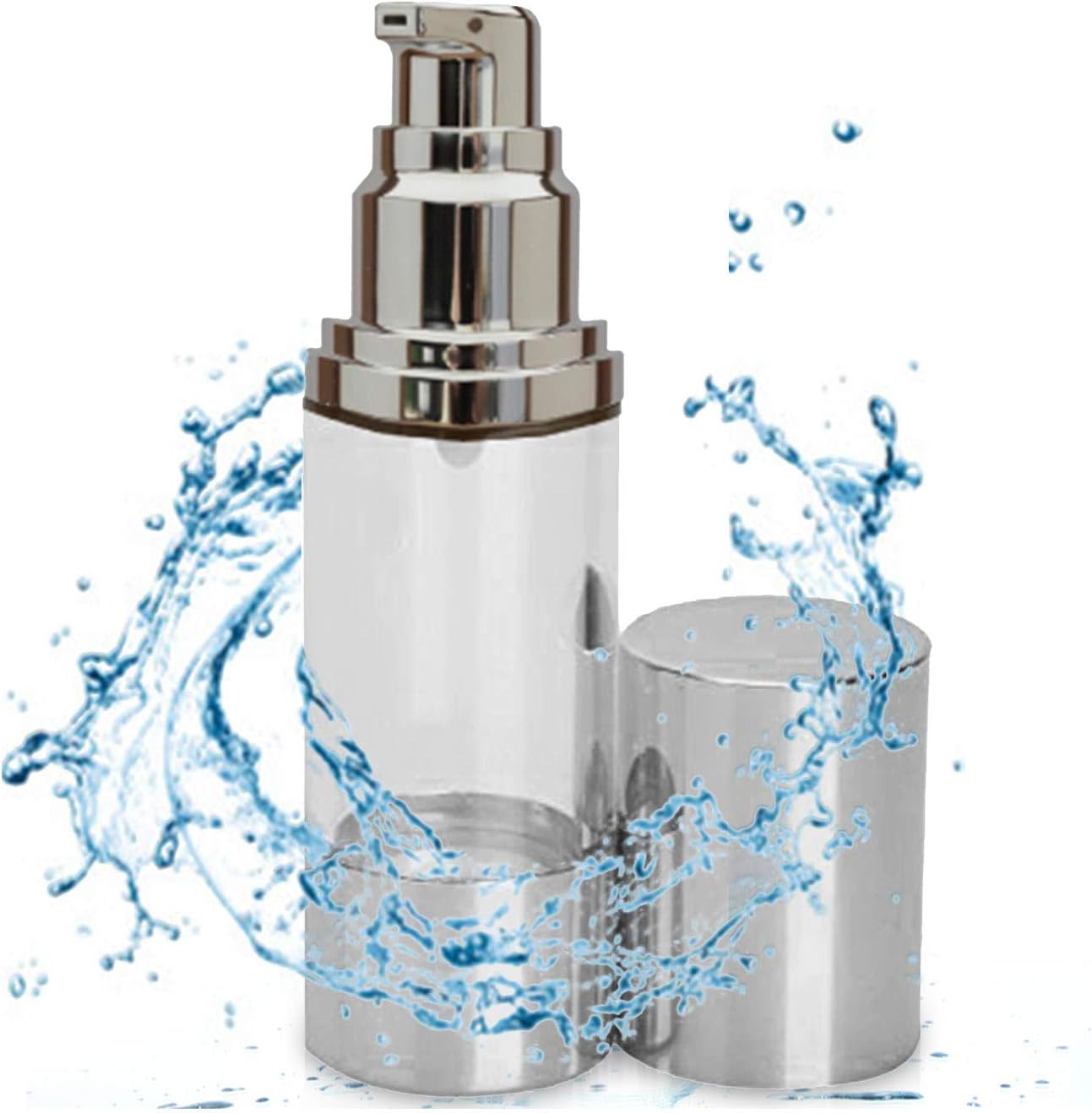 Sterile Airless Pump Bottle 1oz - Refillable Cosmetic Container – Best as Makeup Foundations and Serums - Lightweight Leak Proof & Shockproof Container. BPA Free