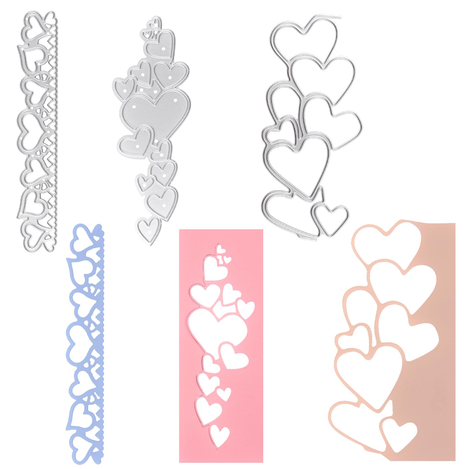 URROMA 3 PCS Metal Cutting Dies, Love Heart Lace Cutting Dies Embossing Stencil Punching Template for Scrapbooking Album Paper Card DIY Crafts Gift Decor