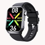Yihou Fall Detection Smart Watch for Seniors Fall Alert Watch with SOS Heart Rate Monitor Sleep Monitoring Pedometer for Android iOS Black Silicone
