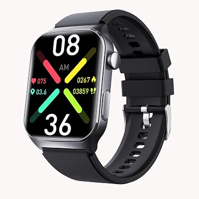 Yihou Fall Detection Smart Watch for Seniors Fall Alert Watch with SOS Heart Rate Monitor Sleep Monitoring Pedometer for Android iOS Black Silicone