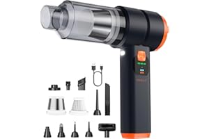 VNOST Car Vacuum Portable Cordless, Handheld Vacuum Cordless with 30000PA Suction, 130000RPM, 6800mAh Battery, 10 Nozzles, Rubber Paint Material for Car, Home, Pet Cleaning（Charcoal Black）