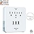 Bestten Wall Mount Surge Protector with Triple 2.4A USB Charging Ports (3.1A Total), 3 AC Outlet Plugs and 2 Slide Out Phone Holders for iPhone, iPad and Others, ETL Certified