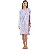 Casual Nights Women's Cotton Blend Long Sleeve Nightgown | Henley Nightshirt