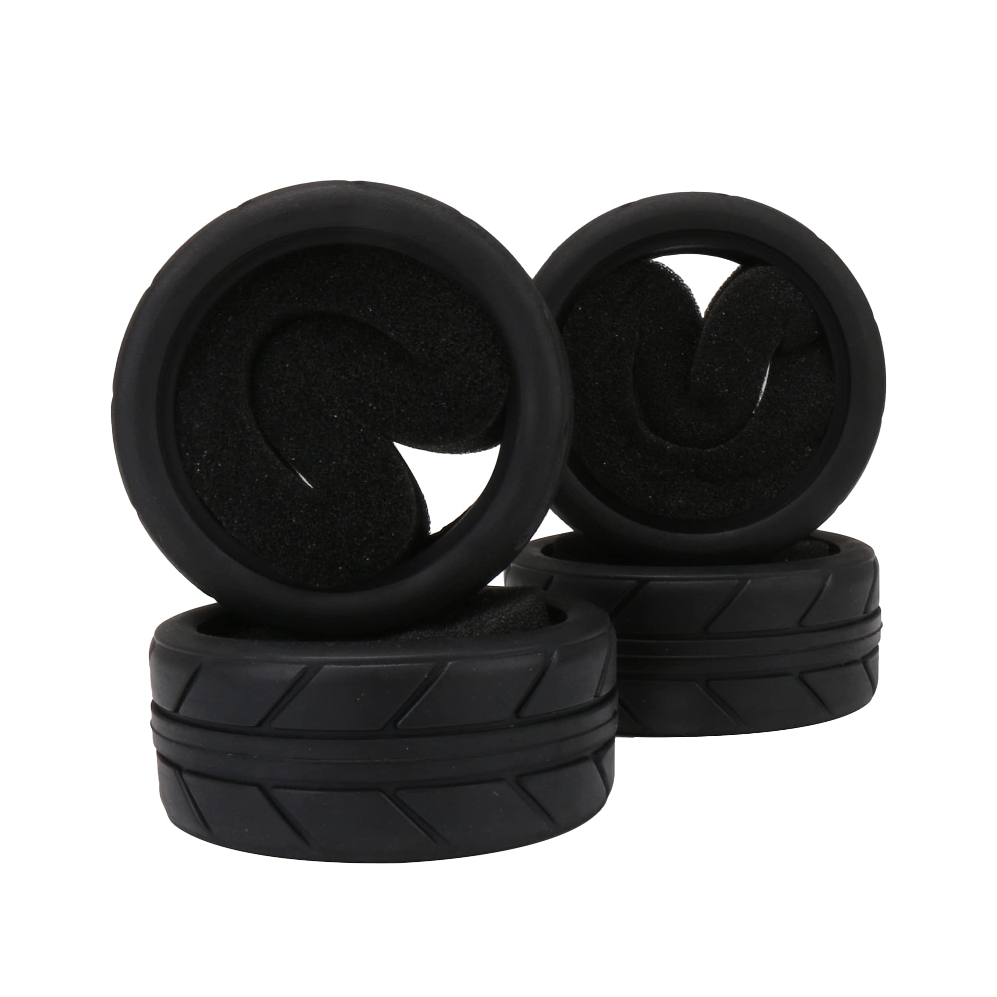 Mxfans 4 Pieces Lines Tyres Fits for RC 1/10 On-road Car OD65MM(2.56") ID52MM(2.05") Black