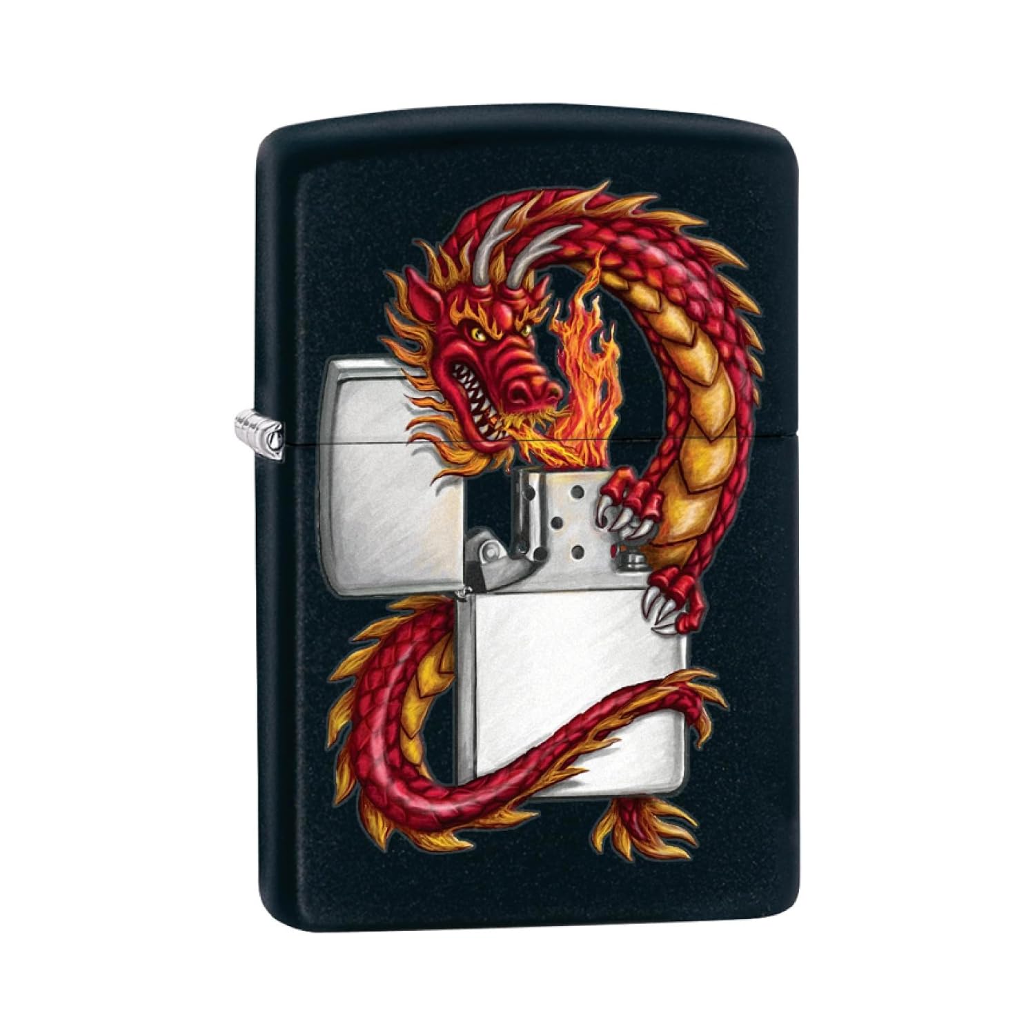 Zippo Windproof Lighter - Dragon - Black Matte - Refillable - Reusable - Gift Box - Metal - Made in USA