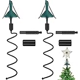 Hiboom 2 Sets Christmas Tree Topper Supporter Holder Twist on Universal Tree Topper Stabilizer with Adjustable Attachment for Seasonal Christmas Decoration Ornaments, Fits Most Basic Types(Green)