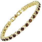RIZILIA Eternity Tennis Bracelet & Round Cut CZ in Yellow Gold Plated, 7"