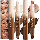 IATMOMOD 2Pcs 2 in 1 Contour Stick Set Waterproof Bronzer Highlighter | 2-in-1 dual ended contour stick, waterproof no transfer, creamy bronzer highlighter, long lasting blendable for daily makeup