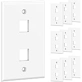 Cable Matters 10-Pack Low Profile 2-Port Keystone Jack Wall Plate in White
