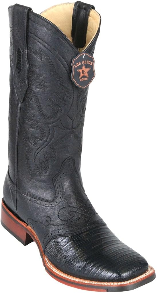 black lizard square toe boots