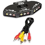 Fosmon A1602 RCA Splitter with 3-Way Audio, Video RCA Switch Box + RCA Cable for Connecting 3 RCA Output Devices to Your TV