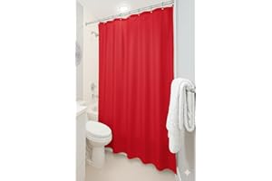 Dependable Industries inc. Essentials Bathroom Magnetized Shower Curtain Liner with Metal Grommets Waterproof (Red)