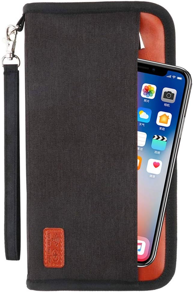 Family Passport Holder RFID Blocking Document Organizer Bag, Travel Wallet Ticket Holder