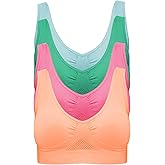 4-Pack Women's Seamless Wireless Cooling Unpadded Comfort Bra