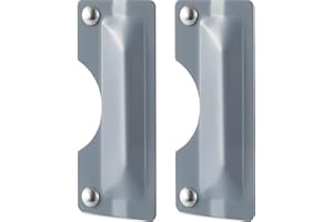 Yaocom 2 Pcs 3 x 7'' Latch Guard Plate Cover Electroplated Sand Carbon Steel Latch Guard Security Plate Gray Door Security Strike Plates, Easy to Install, Against Forced Entry