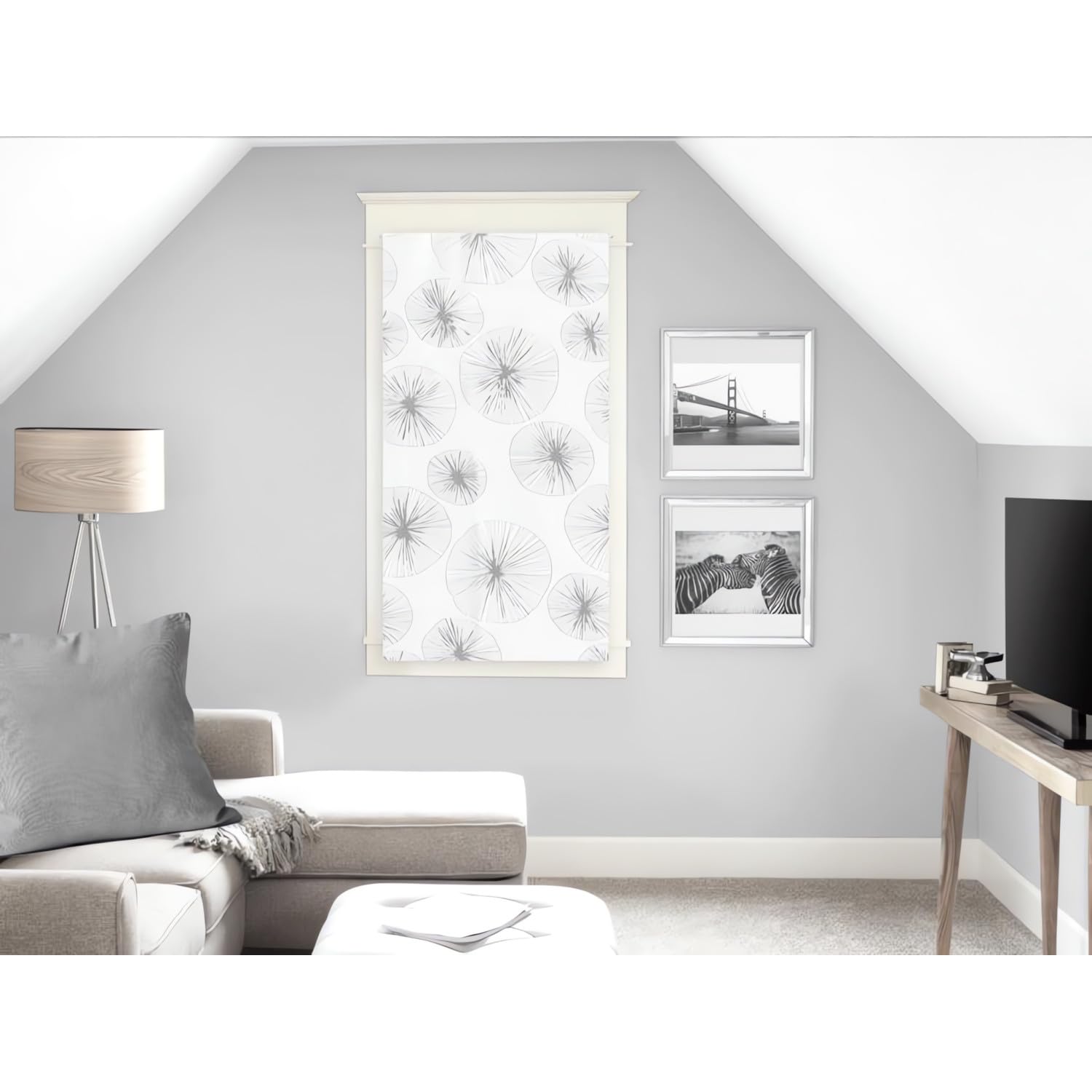 Soleil d'ocre Net Curtain, Voile, Polyester, White, 45 x 90 cm