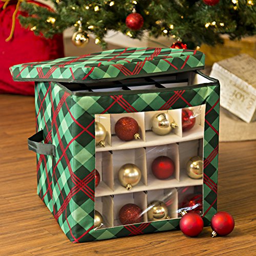 Honey-Can-Do SFT-07752 Plaid Ornament Storage Cube