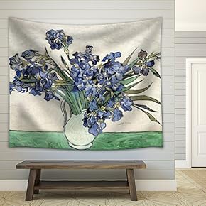"Vase of Irises by Vincent Van Gogh - Fabric Tapestry, Home Decor - 51x60 inches