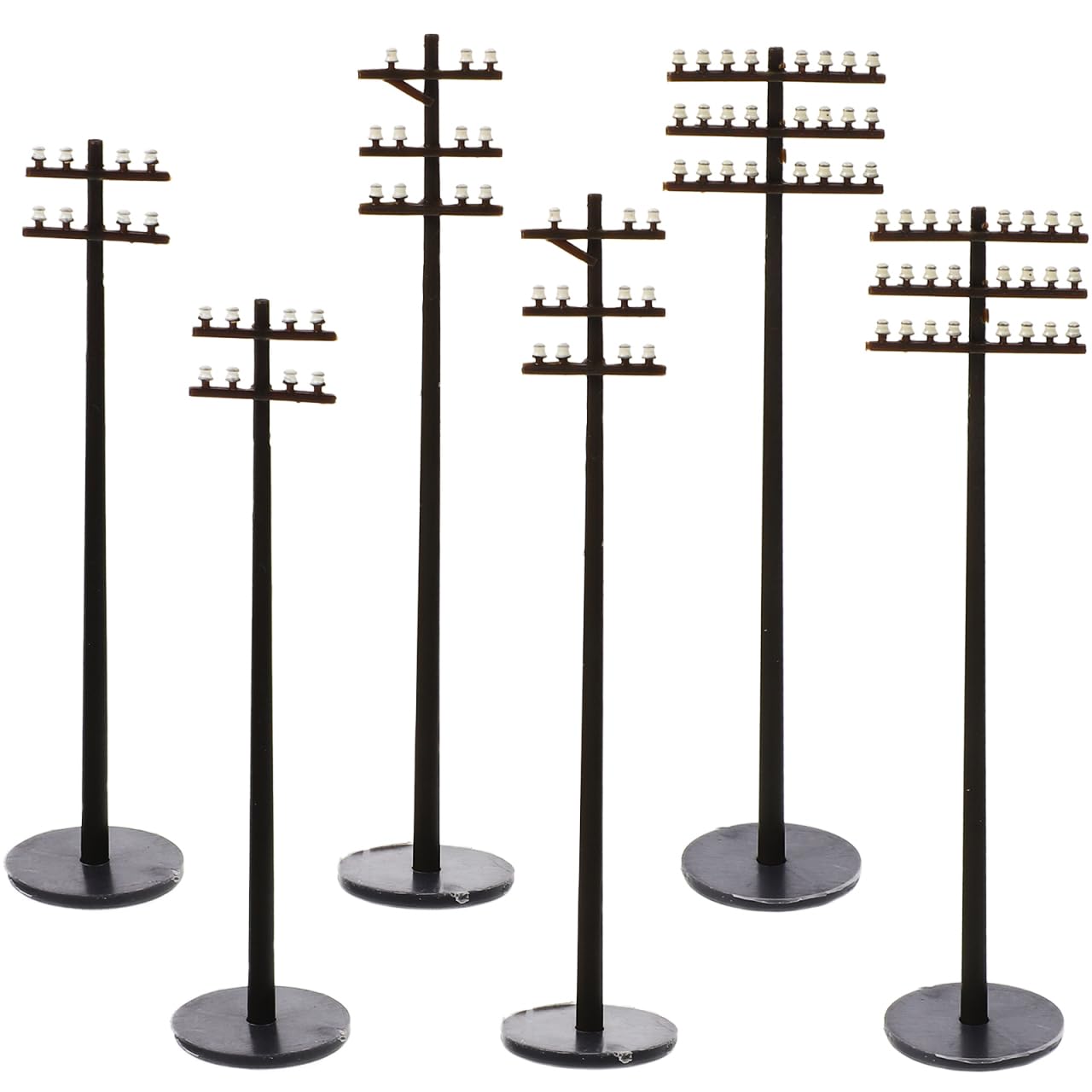 6pcs Miniature Telephone Poles for Model Train Scenery Realistic Sand Table Accessories for Model Railway Stations and Dioramas Mini Telephone Pole for Train Architecture 1:87 Scale