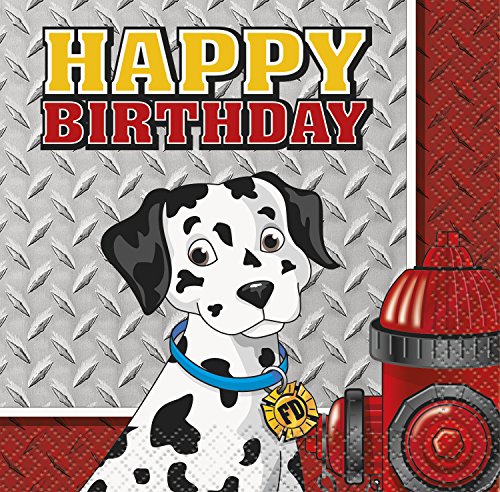 Fire Truck Birthday Beverage Napkins, 16ct