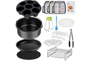 LEANKING Air Fryer Accessories Set 12pcs Compatible for 4, 4.2, 5, 5.5, 5.8 QT Gowise Cosori Phillips Ninja Cozyna Air Fryer