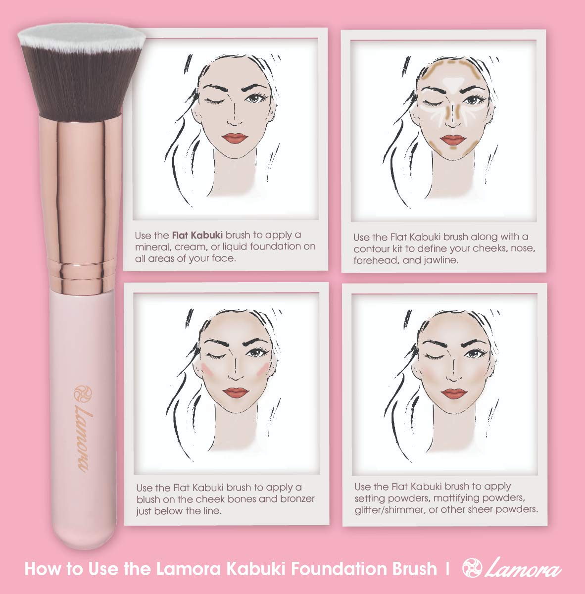 Foundation Makeup Brush Flat Top Kabuki for Face - Perfect For Blending Liquid, Cream or Flawless Powder Cosmetics - Buffing, Stippling, Concealer - Premium Quality Synthetic Dense Bristles!: Beauty