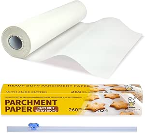 Katbite Heavy Duty Parchment Paper Roll for Baking, 15 in x 210 ft, 260 Sq.Ft Baking Paper with Slide Cutter, Easy to Cut &amp; Non-stick Cooking Paper for Bread, Cookies, Air Fryer, Steaming, Grilling