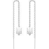 925 Sterling Silver Earrings Trident Threader for Women | Minimalist Chain Double Piercings | Dangle Ukraine Earrings (Gold-plated sterling silver)