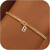 Fezodo Initial Bracelets for Women Girls, Dainty 18K Gold Plated Knot Letter Bracelet Non Tarnish Friendship Initial Bracelet Gold Bracelets for Women Teen Girls Bridesmaid Friends Jewelry Gifts