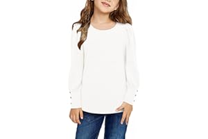 storeofbaby Shirts for Girls Long Sleeve Casual Loose Fit Tunic Tops Solid Blouses
