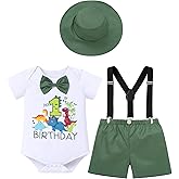 IBTOM CASTLE Baby Boy 1st 2nd Birthday Outfit Baby Boy Dinosaur Birthday Outfit Wild Clothes Cake Smash Outfits